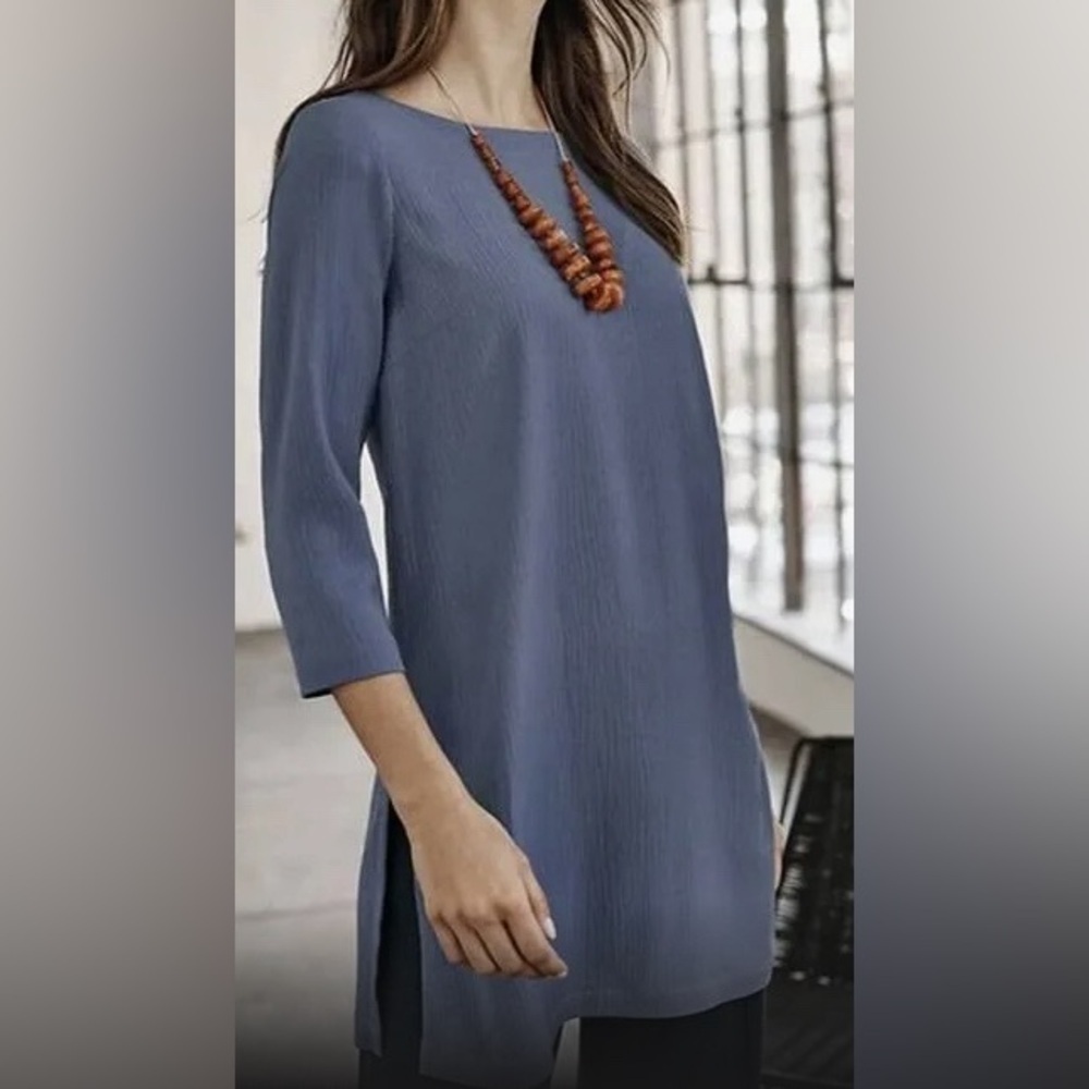 J. JILL - NEW - WEAREVER EASY-CARE WOVEN BOAT-NECK TUNIC IN MOONLIT SKY. LP